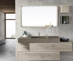Salle de Bains chic avec Vasque Intégrée Scivolo style minimaliste couleurs bois et meubles suspendu - 4