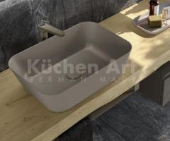 Salle de Bains italienne avec Éléments Muraux Cube, vasque céramique et plan en bois véritable - 5