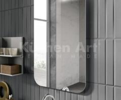 Salle de Bain Minimaliste avec Vasque Intégrée en Fenix Grigio et Miroir R80 Éclairé - 4
