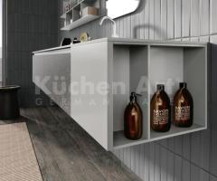 Salle de Bain Minimaliste avec Vasque Intégrée en Fenix Grigio et Miroir R80 Éclairé - 5