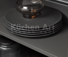 Cuisine moderne avec îlot noir mat et surfaces en bois Noyer Finissons de luxe - 3