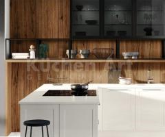 Cuisine Blanche Brillante avec Décor Noyer | Design Moderne en L avec Rangement Intelligentes - 4