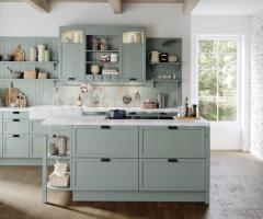 Cuisine Rustique Scandinave BRISTOL Eucalyptus avec Îlot et Évier en Céramique - 4