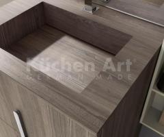 Salle de bains bois avec vasque intégrée – Design italien chaleureux - 2