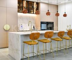 Plan de travail céramique Entzo | Design marbre doré et blanc - 3